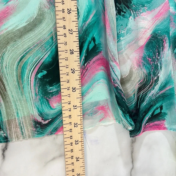 Adrienne Sundress Womens Small Green Swirl Print Flowy Spaghetti Strap Tunic - Picture 6 of 8